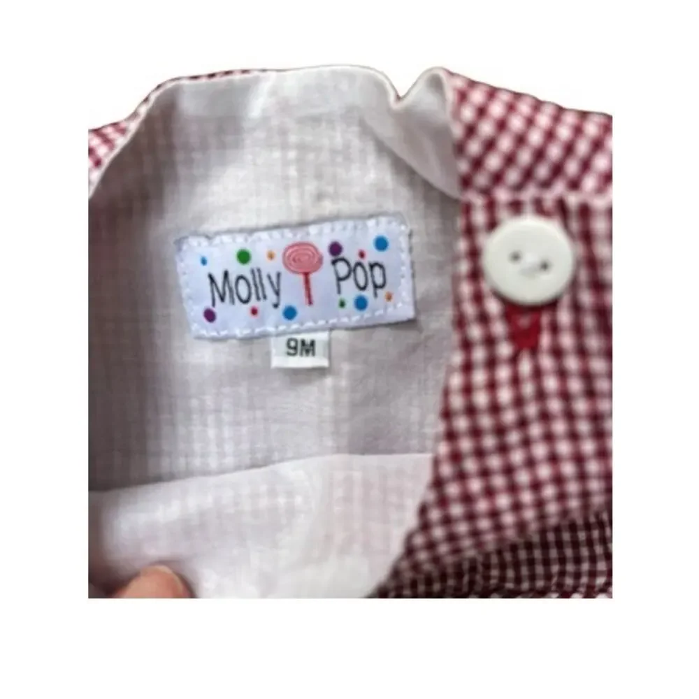 Molly Pop Smocked Gingham Overalls, USC Carolina | 9 mo Baby Outfit